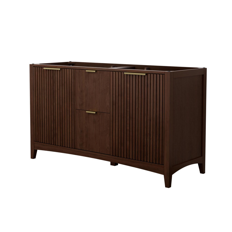 Palmilla 59.25" Freestanding Double Bathroom Vanity Base Only, Brushed Gold, Brown