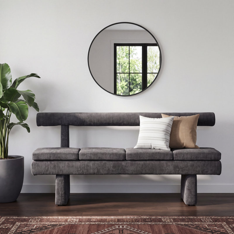 Banc rembourré en chenille l 62 po