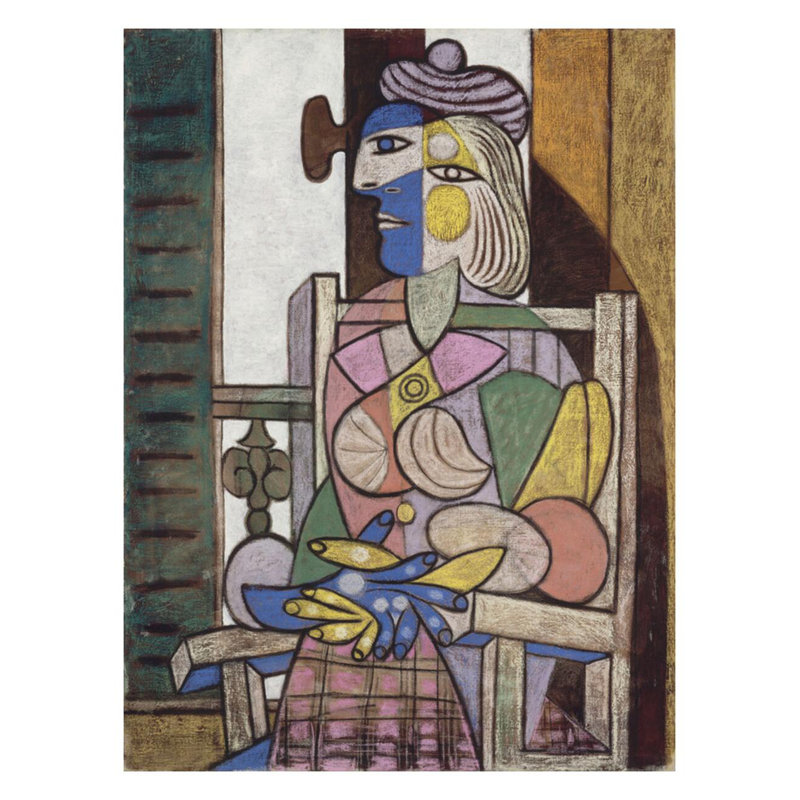 «Femme assise devant la fenêtre» par Pablo Picasso - Estampe numérique, H 28 po x l 22 po