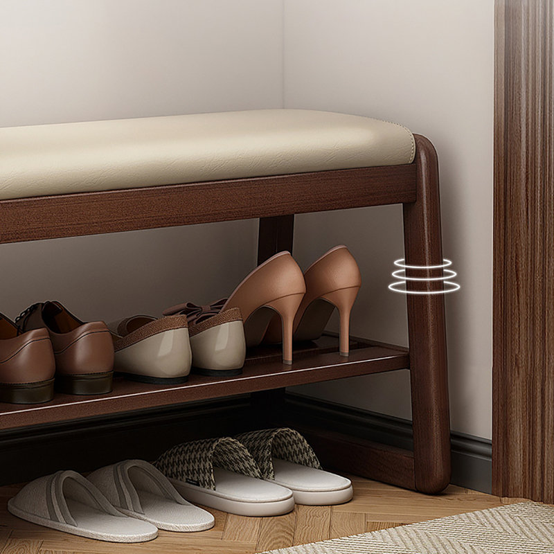 5 Pairs Shoe Storage Bench with Cushion, 330lbs Capacity Entryway Organizer, 16.5" H x 39.4" W x 14.2" D, Brown