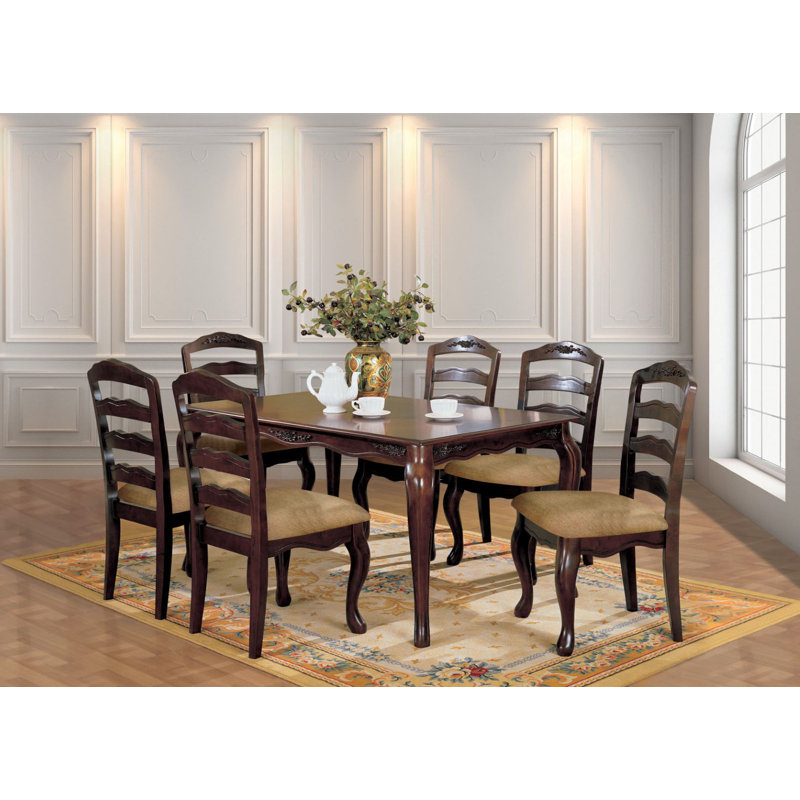 59.6" W Transitional Dining Table, Dark Walnut