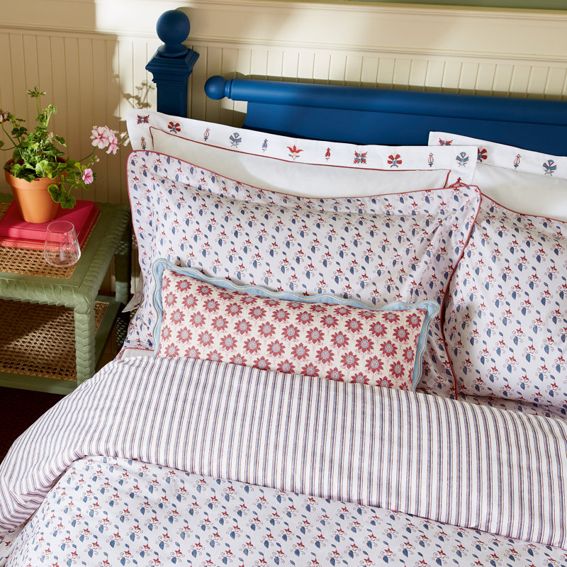 Vanessa Cotton Percale Cotton Duvet Cover Set, King Duvet Cover + 2 Pillowcases