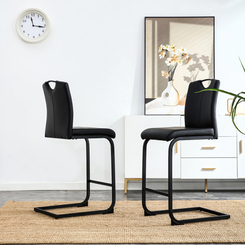 Fauteuil à hauteur de comptoir noir en polyuréthane de 2 places polyvalentes, confortable avec poignée repose-pieds, siège facile à nettoyer et à assembler, poignée apaisante.