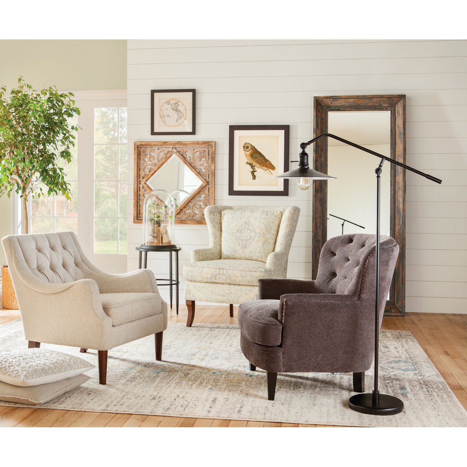 Anatonia Wingback Chair, Beige
