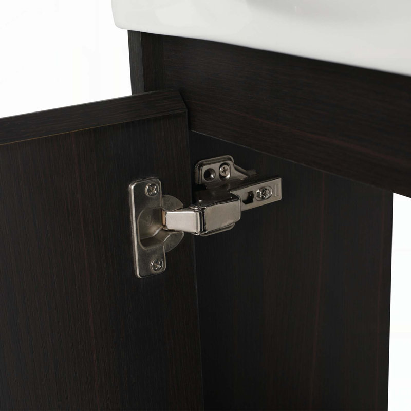 Meuble-lavabo compact avec lavabo en céramique moderne et armoire de rangement pratique pour les petits espaces, Noir