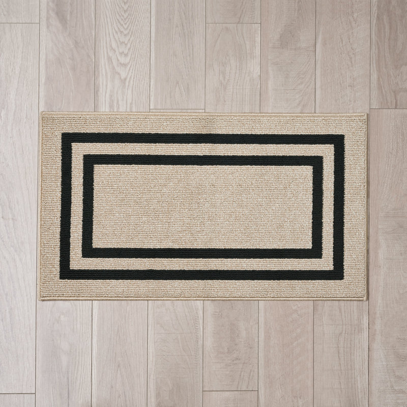 Tapis torsadé naturel performance double à double bordure touffeté à la machine, Rectangle 2 pi x 3 pi 9 po
