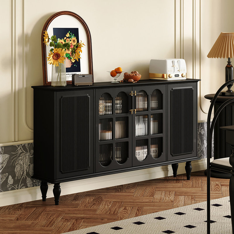 Buffet de style américain avec rangement rétro, Noir