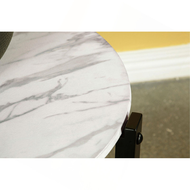 Table basse ronde en simili marbre Tandi