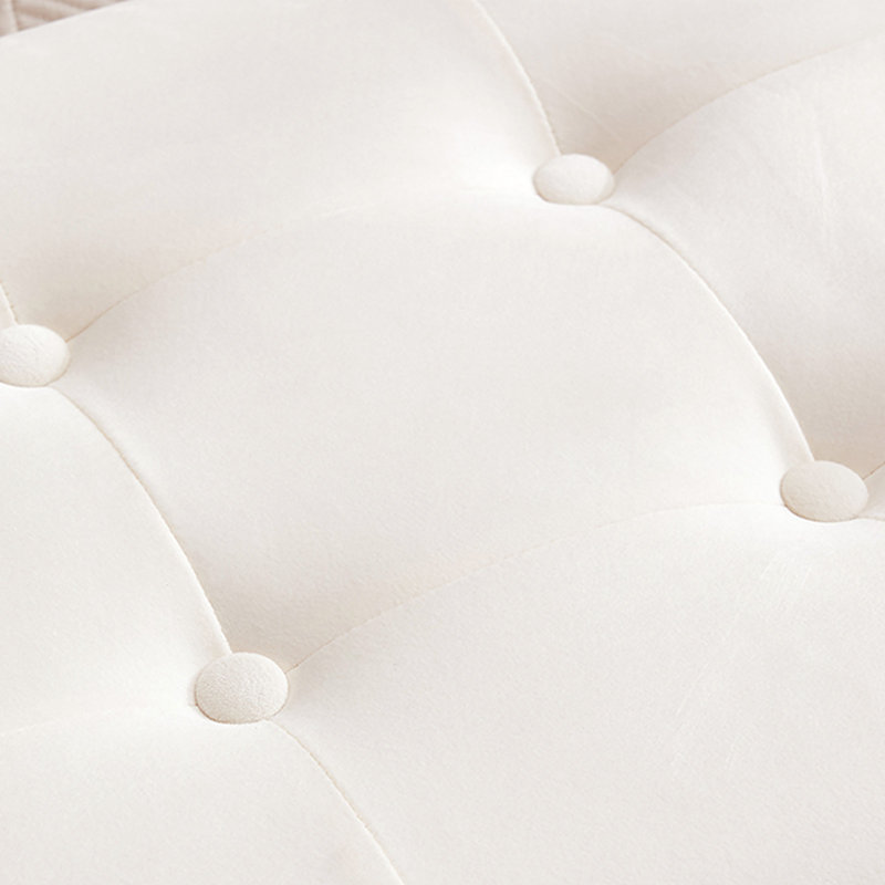 Banc de rangement rembourré en velours de 66 po de largeur pour chambre à coucher avec pieds capitonnés et métal doré Drewes
