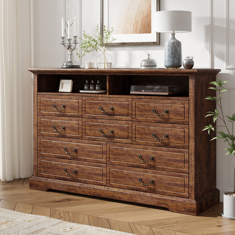 Wood Dresser For Bedroom, Rustic Brown, 10