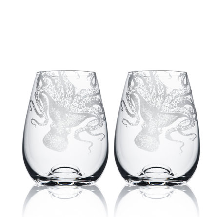 Caskata Lucy Handmade Crystal Stemless Wine Glass (Set of 2)
