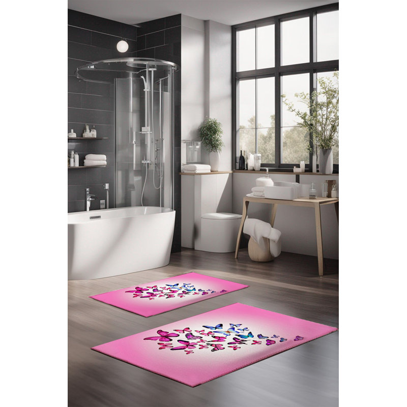 Eakly Luxury Bathmat Set (2 Pieces), 100% Polyester, 16.0 x 23.6 inches & 23.6 x 39.4 inches | Non-Slip Antibacterial Design, 0.3 in Pile Height | Machine Washable, Durable & Easy to Clean | Ideal for Bathroom Décor