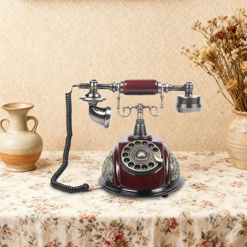 Téléphone à cadran rotatif rétro, téléphone fixe filaire rétro avec mains libres et recomposition