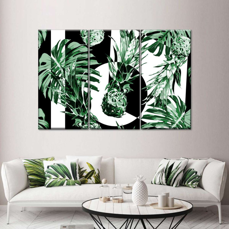 Ananas tropicaux à la mode 3 pièces, H 38 po x l 24 po x P 1,25 po