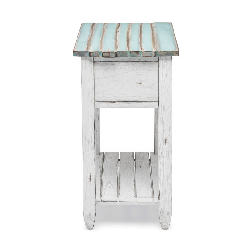 Table de bout Delaplaine Coastal, Bleu / blanc