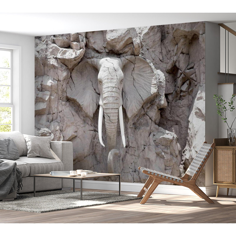 Adhésif mural lisse éléphant, Peel & Stick, 41" L x 57"W