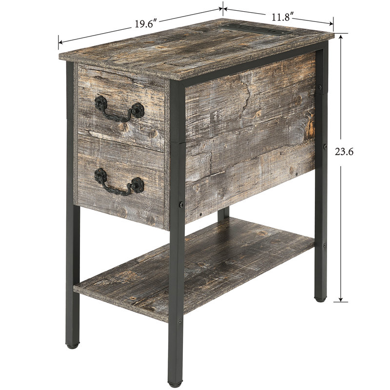 Ortha 2 - Drawer End Table and Built-In Outlets, Old School