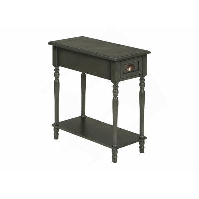 Accent Table, 2 Tier, Side Table, End, Narrow, Nightstand, Bedroom, Lamp, Storage Drawer, Green Veneer, Traditional