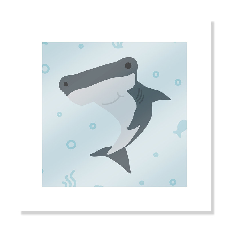 Impression sur papier Happy Hammerhead, H 16 po x l 16 po x P 1 po, Papier