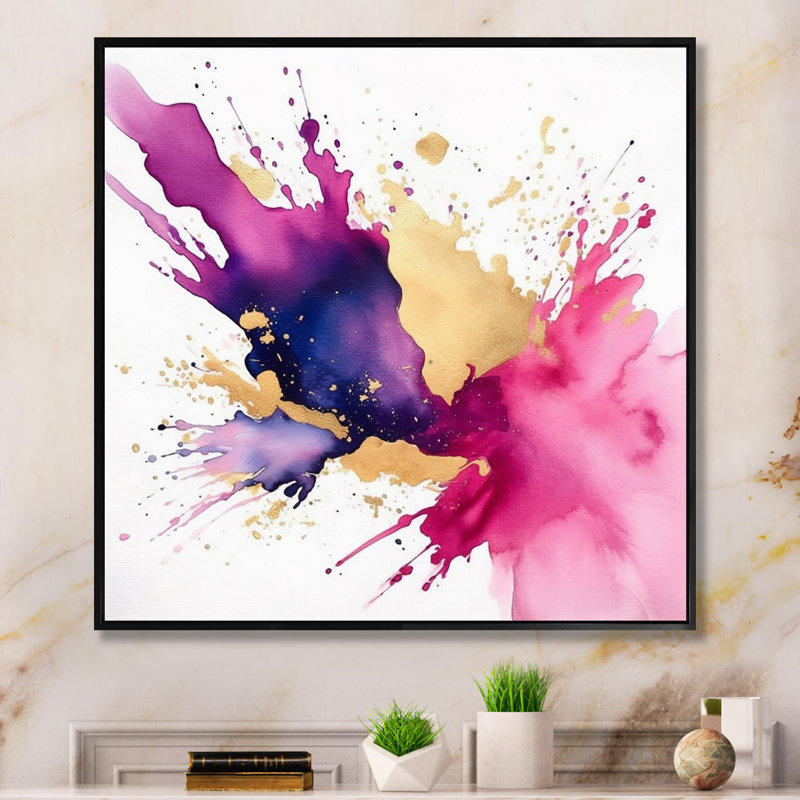 «Mauve et rose», art mural Fractals, H 24 po x l 24 po x P 1 po, Cadre flottant noir