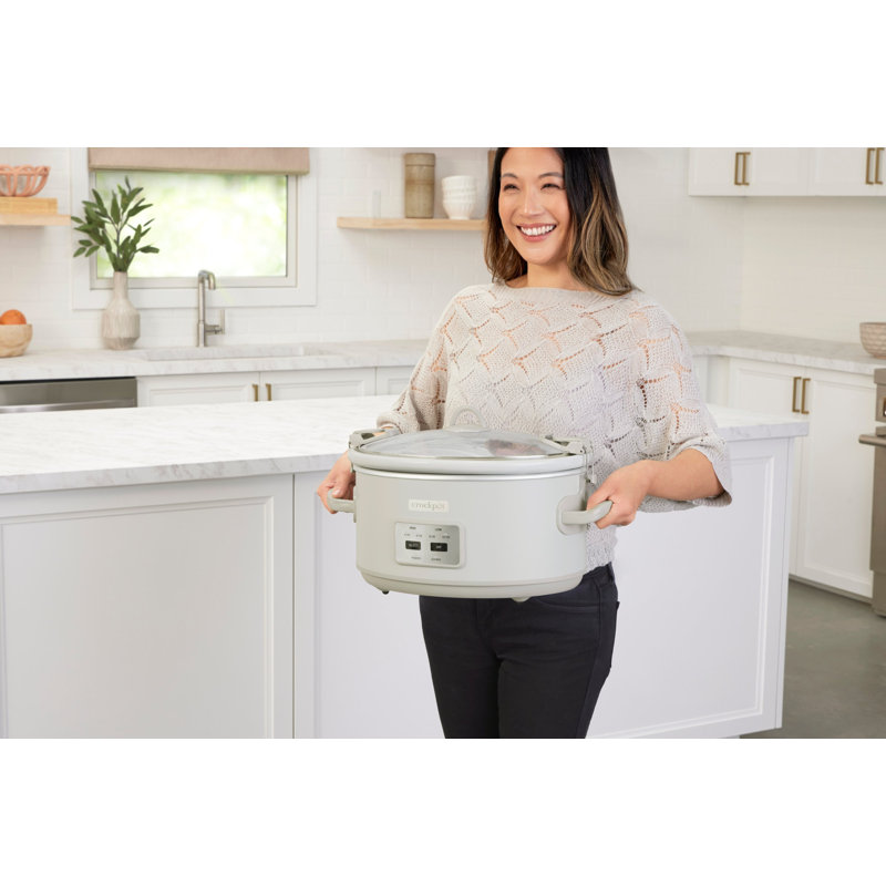Gray 7-Quart Slow Cooker with Timer and Little Dipper