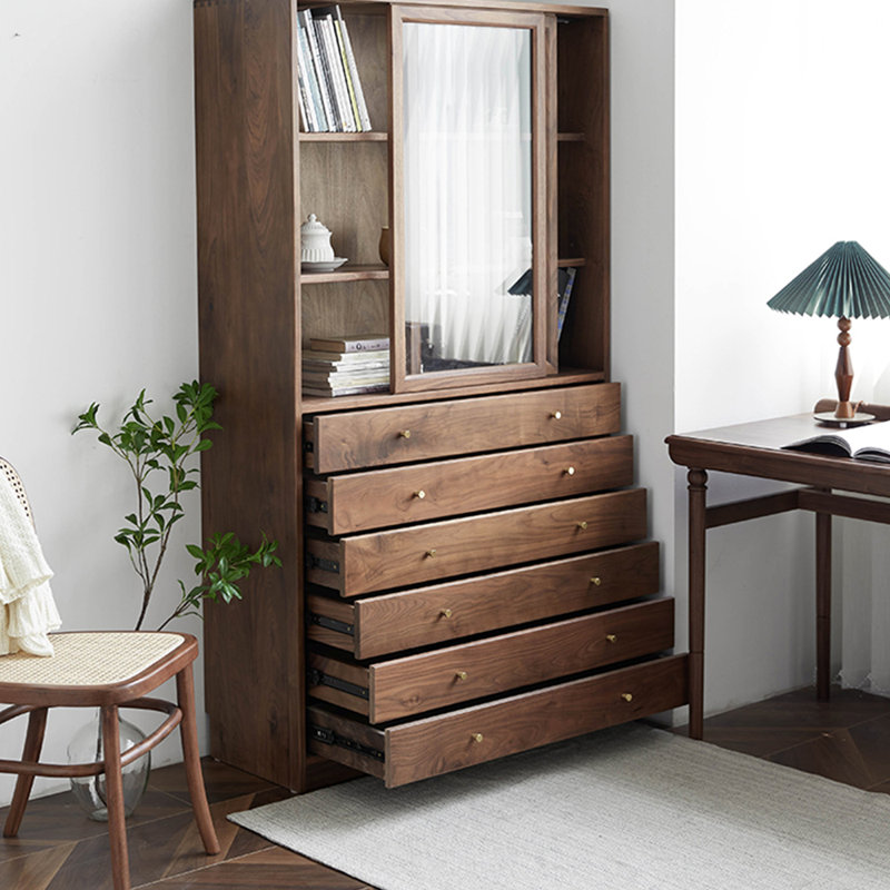 Bibliothèque de style italien avec portes d'armoire en verre