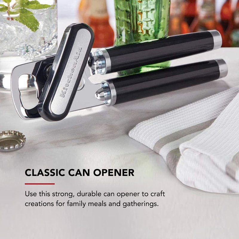 KitchenAid® Classic Multifunction Can Opener / Bottle Opener, 8.34-Inch, Almond Cream, Black