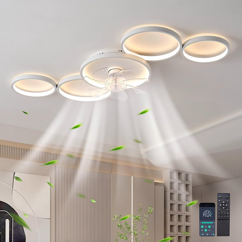 39'' 7-Blade Dimmable Reversible Ceiling Fan With LED Lights And Remote Control