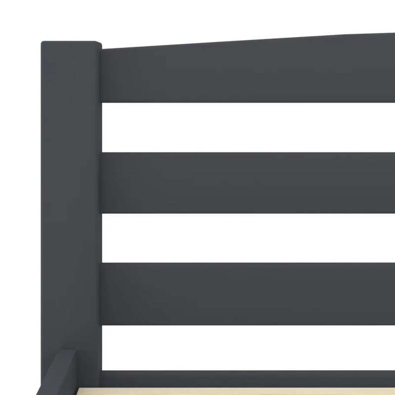 Beeman Solid Wood Bed, Dark Grey, 200 x 200 cm