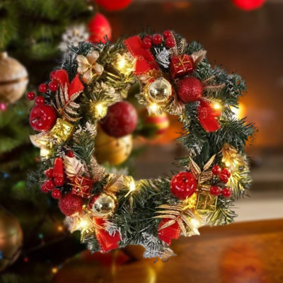 Gold Lighted Christmas Wreath Wrought Iron Wooden Front Door Christmas Wreath/Wreath Fall/Indoor Outdoor Home Door Wreath/Christmas Wreath/Christmas Tree