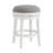 Clara Swivel Upholstered Counter Height Stool, White - 360-Degree Swivel, Silver Satin Nailhead Accents, Solid Rubberwood, Backless Design, Built-In Metal-Plated Footrest, Kitchen Island, Bistro Table-72726589-72726591-72726593