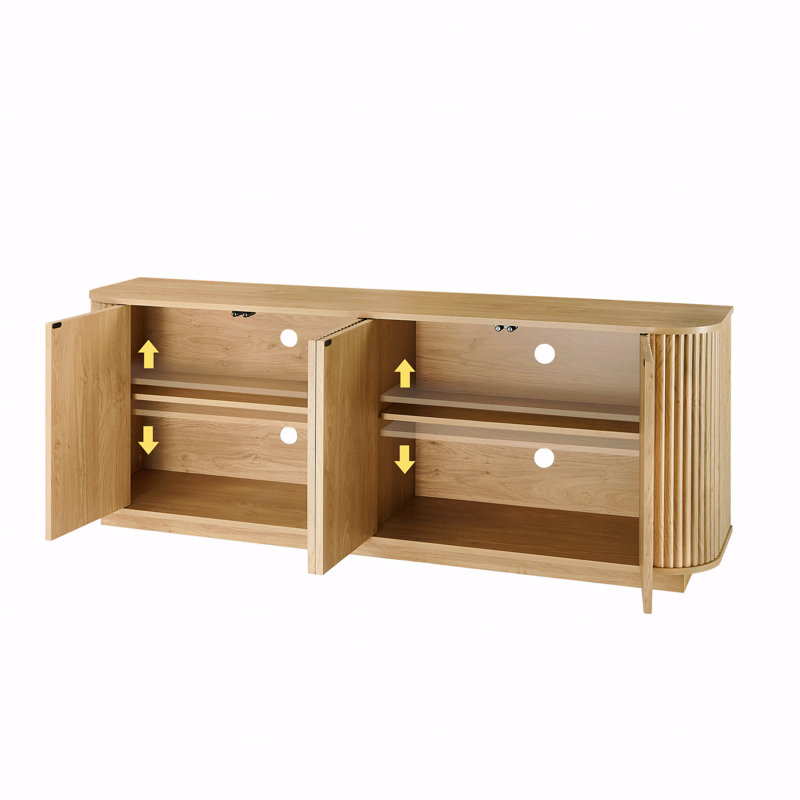 Meuble télé avec buffet à rayures verticales, Brun