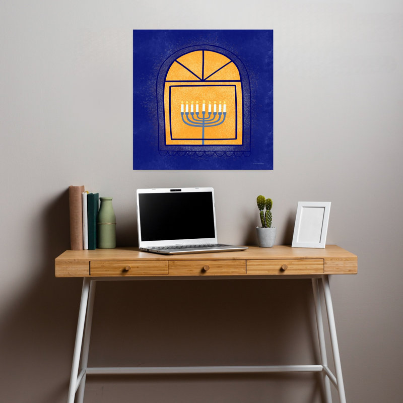Fenêtre, menorah, art contemporain abstrait, H 18 po x l 18 po