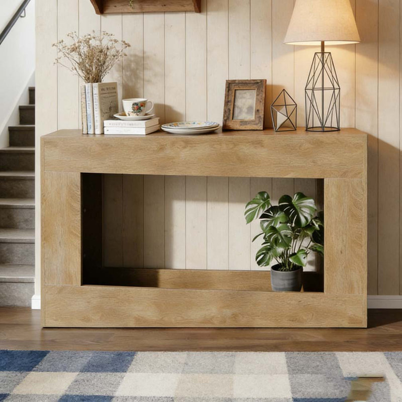 63-Inch Long Console Table, Wood Entryway Table, Oak
