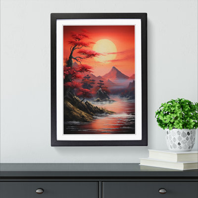 Japanese Sunset Action Painting - Framed Print