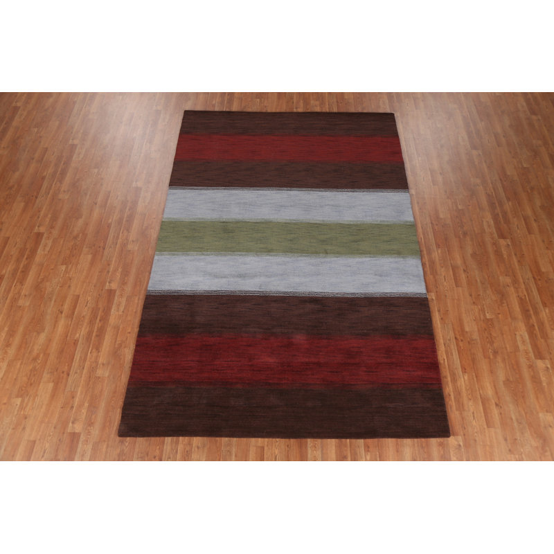 Tapis oriental rayé Gabbeh 6 x 10