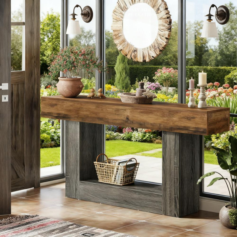 Narrow Long Wooden Sofa Table For Living Room, Perfect For Small Spaces And Behind The Couch Decor., Brown