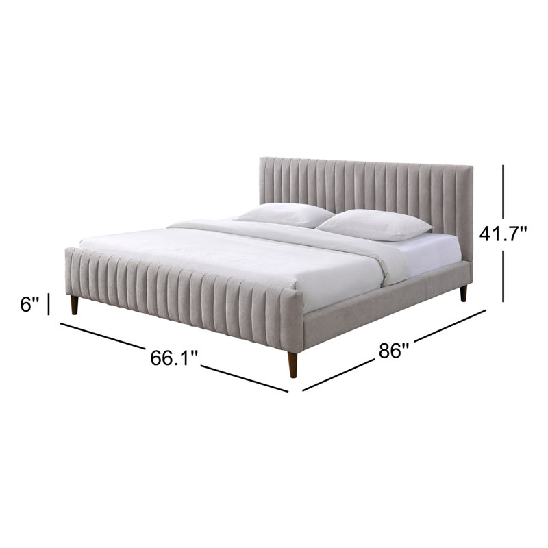 Spencer Catisha Upholstered Tufted Platform Bed, Taupe, Queen