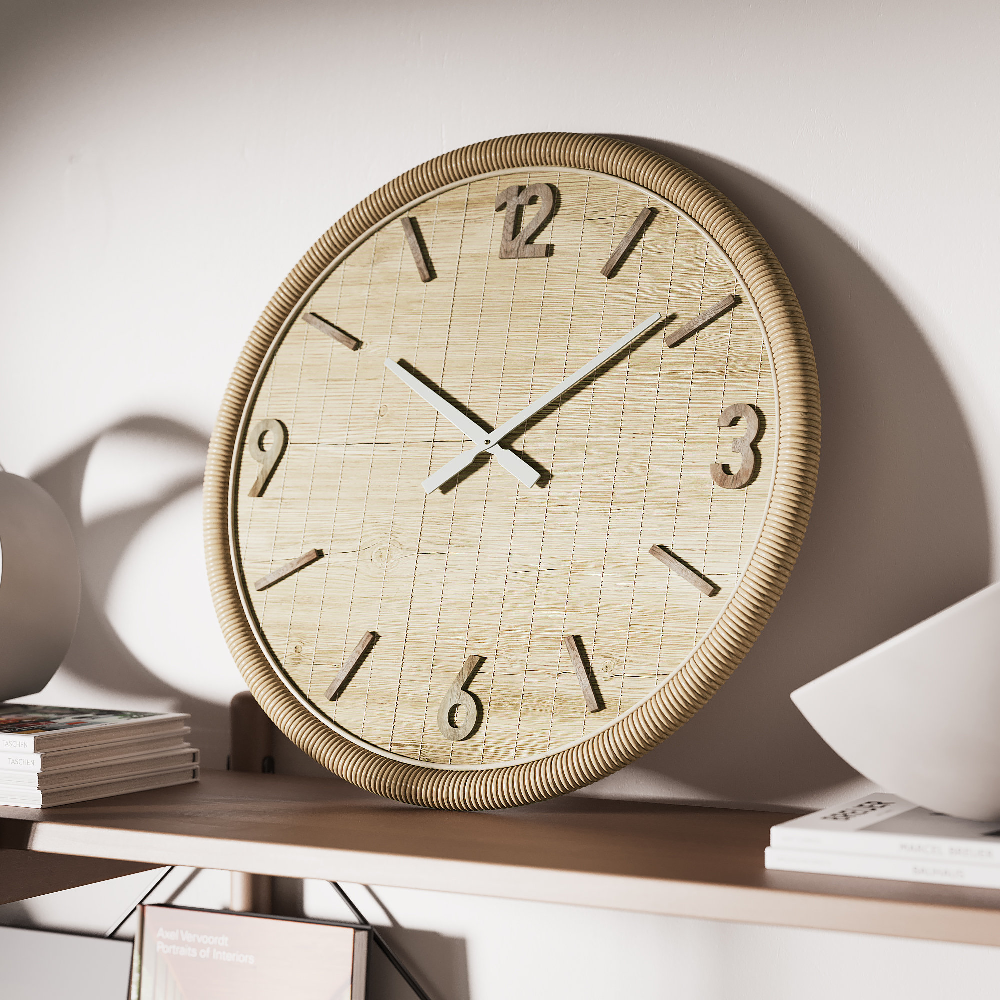 Bayou Breeze Oriana Round Woven Rattan Farmhouse Wall Clock - Wayfair ...