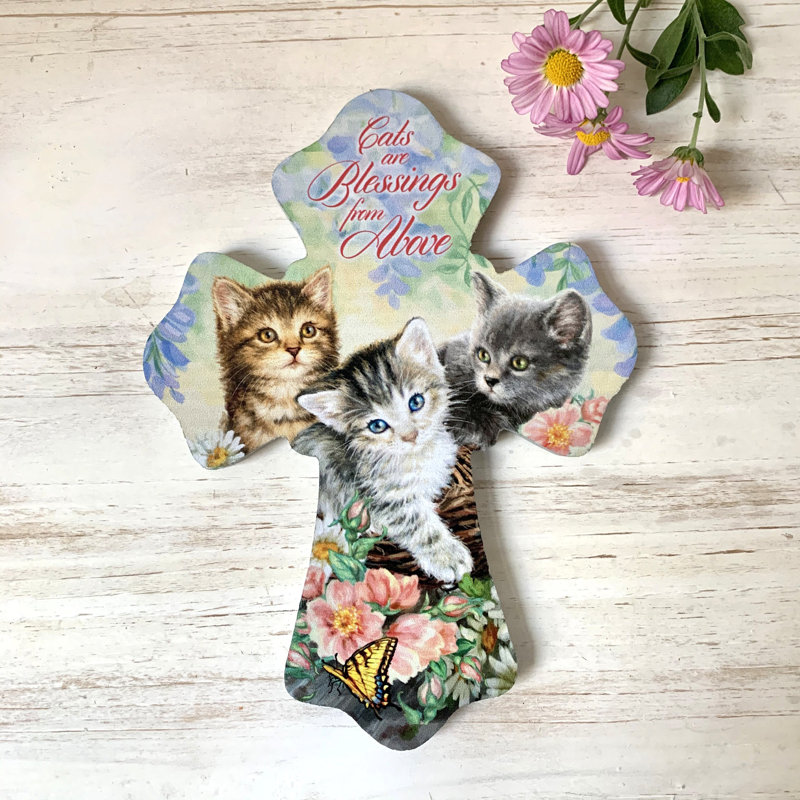 Cats Are Blessings Wooden Cross