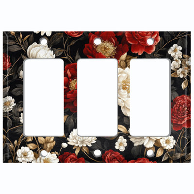 Couvercle de plaque d'interrupteur en métal; Chaise berçante GFI 3 bandes US Standard - Fleurs élégantes