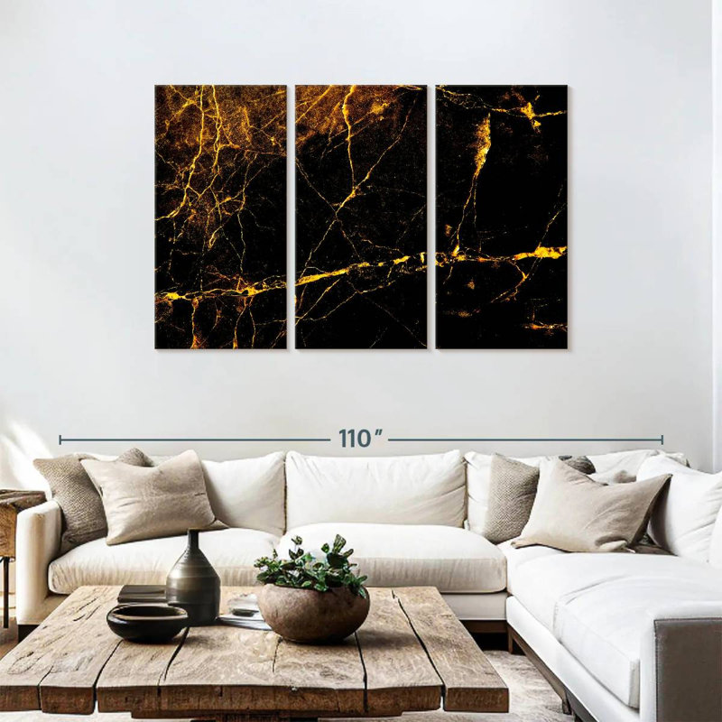 Avery Golden Splash Marble Abstract, 48" H x 74" W