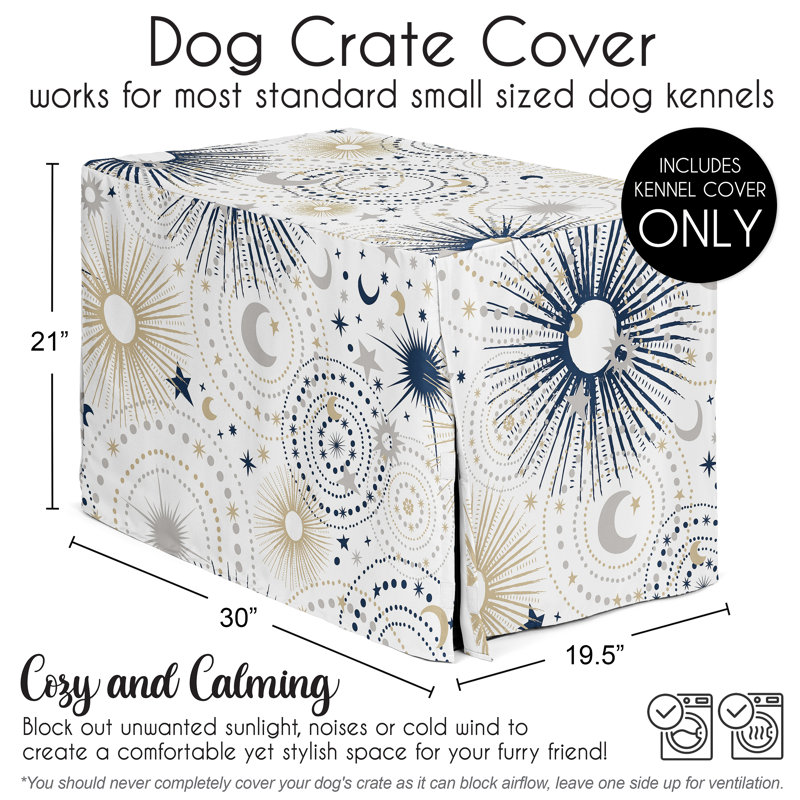 Housse de cage pour chien Celestial bleu marine et or par Sweet Jojo Designs, H 30 po x l 21 po x P 19,5 po
