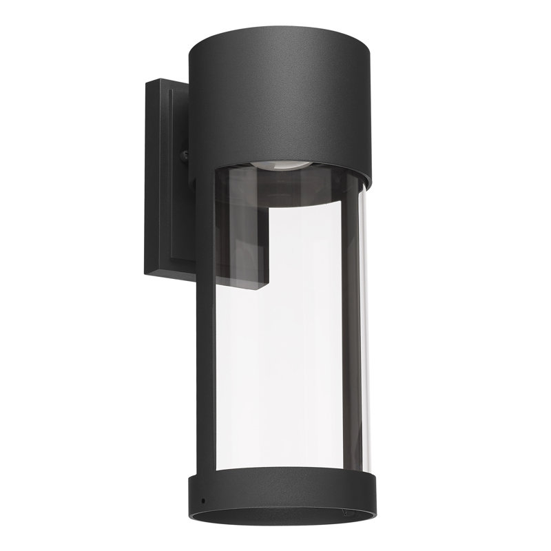 Wrought Studio™ Maitilde LED Outdoor Wall Sconce in Powder Coated Black with Clear Glass Shade