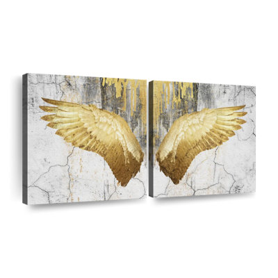 " Dripping Gold Angel Wings " 2 - Pieces
