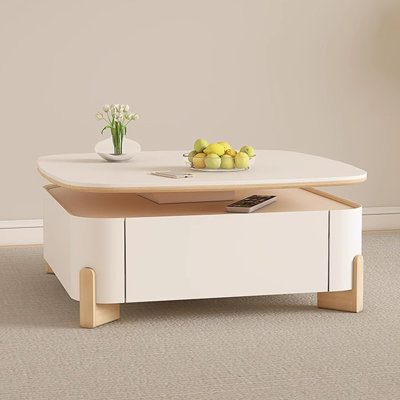 Cream log wind rock board end table