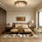 20" European Style Ceiling Light, Golden Glass Flush Mount Lamp for Bedroom Study Hallway Living Room