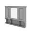 Armoire murale de salle de bain 35 po x 28 po avec miroir, armoire à pharmacie avec portes triples et tablettes ouvertes, armoires de rangement au-dessus de la toilette-113582267