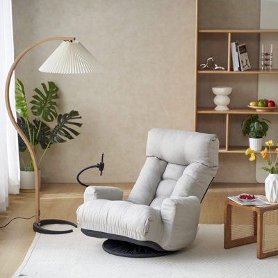 Isabelle & Max Upholstered Manual Swivel Rocker Recliner with Phone Holder by Isabelle & Max