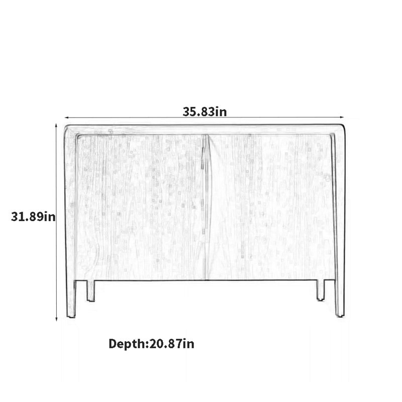 Buffet Simple Living, H 31,89 po x l 35,83 po x P 20,87 po, Caramel